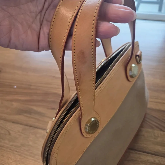 Vintage Dooney & Bourke USA Cabriolet Dome Satchel Taupe Canvas Brass Hardware - Picture 12 of 16